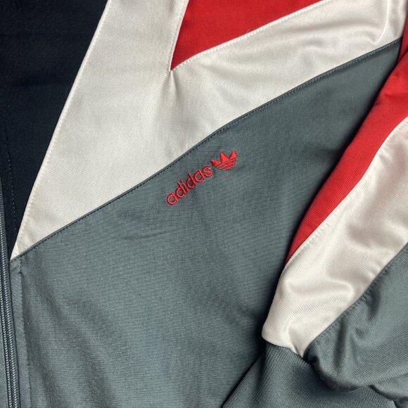 Vintage Adidas Trefoil Logo Track Jacket Mens L Red Black Grey White 80s 90s - Picture 8 of 13